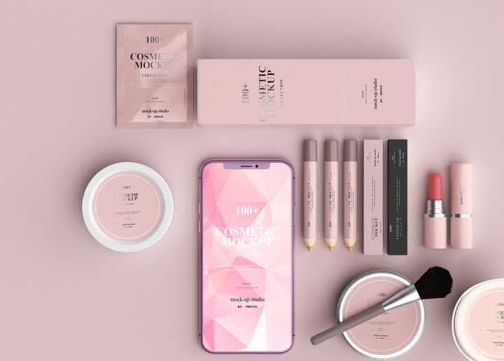 beauty cosmetics flatlay