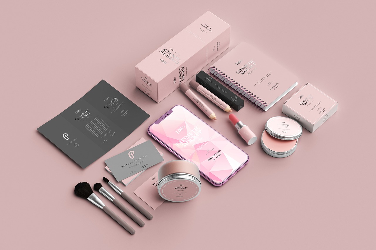 beauty cosmetics flatlay