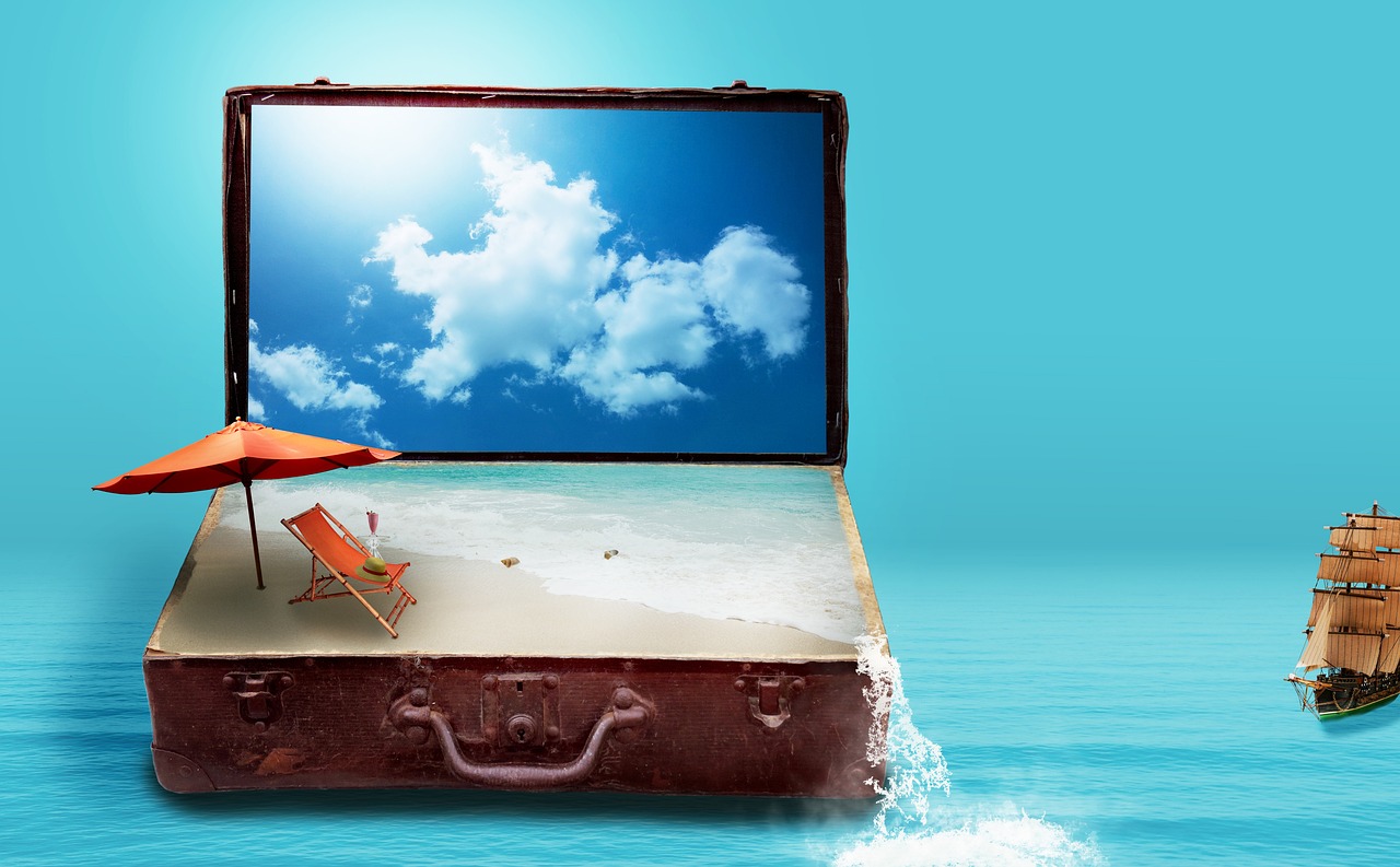 travel suitcase beach